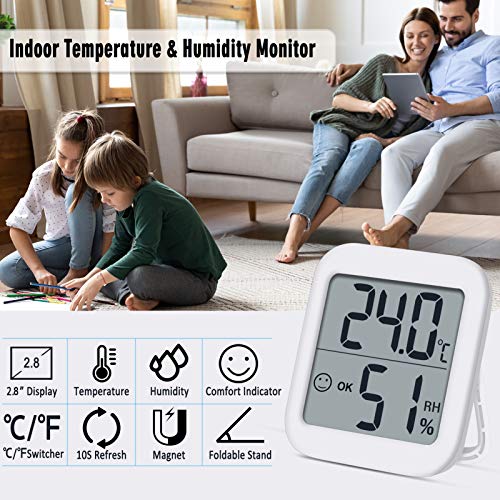 Aplusdeal Termohigrómetro Digital Termómetro de habitación Interior Higrómetro Medidor de Humedad Monitor de Temperatura con Pantalla LCD Grande