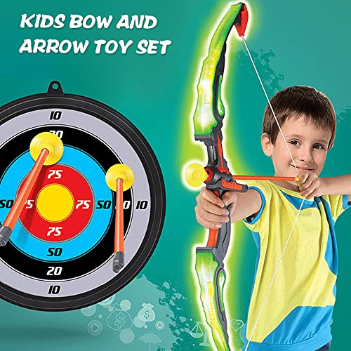 Arco Set niños Tiro con Arco Juegos con 3 Flechas de Ventosa,Juego de Arco y Flecha para niños y niñas,Regalo para niños de 6 a 14 años