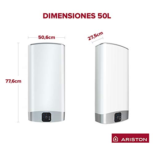 Ariston, Velis Wifi, Termo Eléctrico, Capacidad 50 Litros, 230 V, 3626327, Fabricado para ser instalado en España