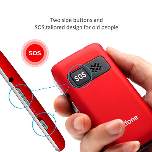 artfone Flip Teléfono Móvil para Personas Mayores con Teclas Grandes con Pantalla de 2.4 Pulgadas | Fácil de Usar para Ancianos | MMS | SOS Botón | Cámara - Rojo