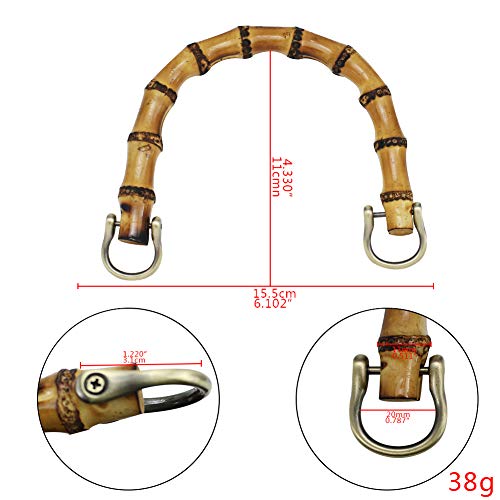 Asas de Madera para Bolsos, Everpertuk 2 Asas de bambú en Forma de U para Bolso, Asas para Bolsos Bambu, Asas para Bolsas, Piezas de Repuesto para Bolso de Mano, Asas de Bolsos de Cuero (cobre)