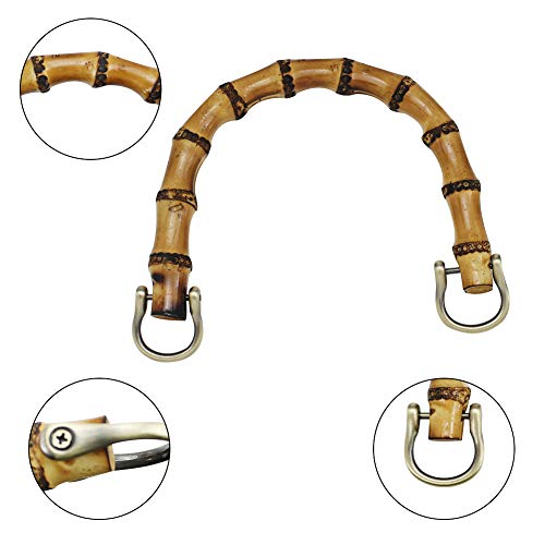 Asas de Madera para Bolsos, Everpertuk 2 Asas de bambú en Forma de U para Bolso, Asas para Bolsos Bambu, Asas para Bolsas, Piezas de Repuesto para Bolso de Mano, Asas de Bolsos de Cuero (cobre)
