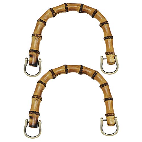 Asas de Madera para Bolsos, Everpertuk 2 Asas de bambú en Forma de U para Bolso, Asas para Bolsos Bambu, Asas para Bolsas, Piezas de Repuesto para Bolso de Mano, Asas de Bolsos de Cuero (cobre)