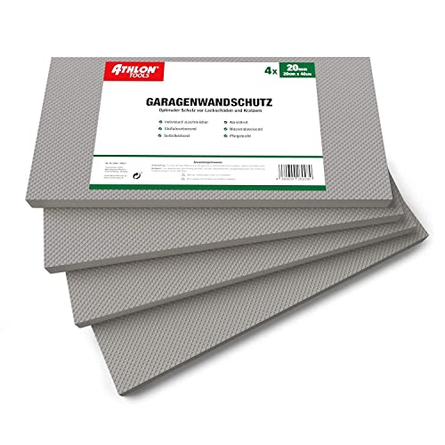 ATHLON TOOLS 4x MaxProtect Protectores de pared autoadhesivos para garaje, protección contra impactos (40 x 20 x 2cm, cada uno) (Gris)