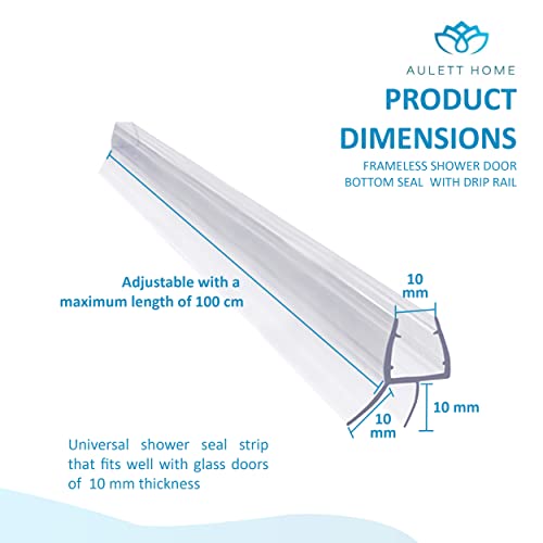 Aulett Goma de Mampara de Ducha Calidad Premium de 80 cm para Mampara de Ducha de Cristal de 6mm, 7mm y 8mm – Sello de Ducha, Junta de Ducha con Vierteaguas para Cabina de Ducha y Mampara de Bañera