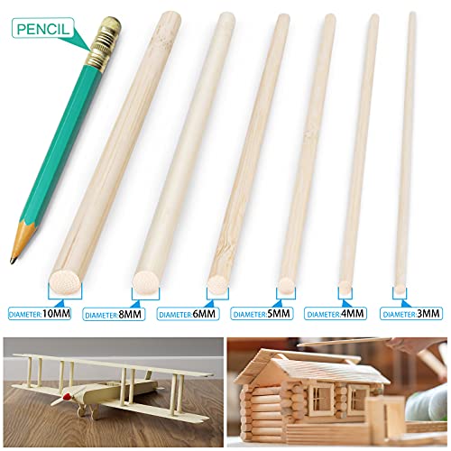 AUSYDE Varillas de bambú para manualidades, 30 cm, 50 unidades de 8 mm, madera redonda para manualidades, bastón de bambú de alta calidad