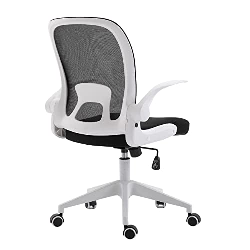 BAIRES4 - Silla Plegable para Escritorio y Oficina Cómoda Ergonomica con Brazos Abatibles Soporte Lumbar y Cojin Resistente - (Blanco)