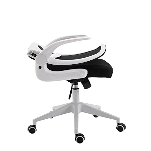 BAIRES4 - Silla Plegable para Escritorio y Oficina Cómoda Ergonomica con Brazos Abatibles Soporte Lumbar y Cojin Resistente - (Blanco)