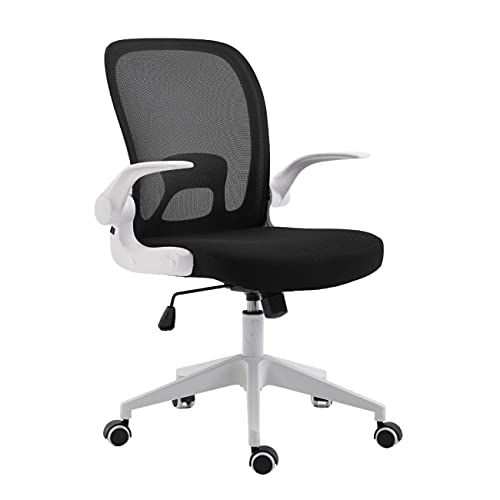 BAIRES4 - Silla Plegable para Escritorio y Oficina Cómoda Ergonomica con Brazos Abatibles Soporte Lumbar y Cojin Resistente - (Blanco)