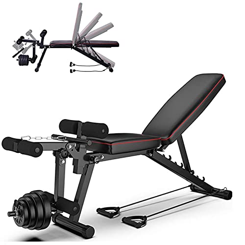 Banco de Pesas ajustable, Banco Abdominales Multifuncion Banco Fitness, Banco Musculacion con Inclinación de Declinación Plana, Banco Pesas Gimnasio en casa