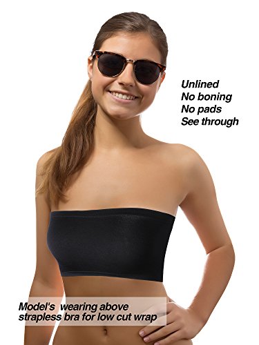 Banda de Sujetador sin Tirantes de Mujeres Tubo de Sujetador sin Almohadilla Elástico en Multicolor, 3 Piezas (Negro, Blanco, Color de Piel, Talla Plus)