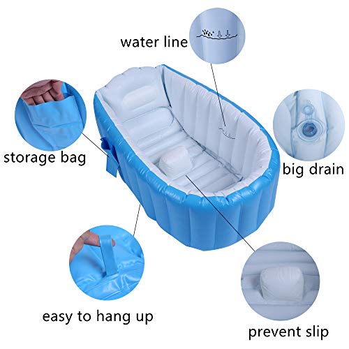 Bañera Hinchable Bebe Bañera Inflable Bebe Bañeras Hinchables Bebe Bañera Hinchable para Ducha con Bomba de Aire y Gorro de Ducha para Bebés, Recién Nacidos, Niños y Niñas