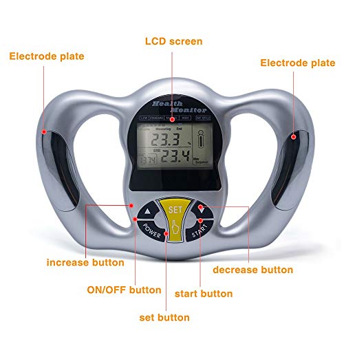 Báscula de grasa corporal inalámbrica digital LCD IMC peso de mano grasa corporal grasa grasa corporal agua herramienta de detección de masa muscular medidor de grasa analizador escala plata