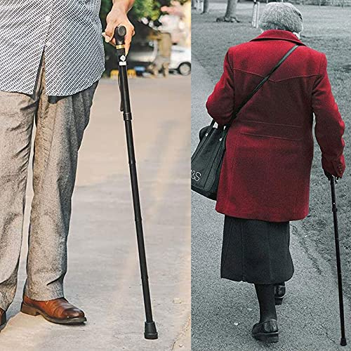 Bastón Plegable de Paseo Bastones Plegable para Mayores Bastones para Ancianos Bastones Plegables para Hombres Bastones PortáTiles Base Antideslizante, Ayuda para Caminar Flexible