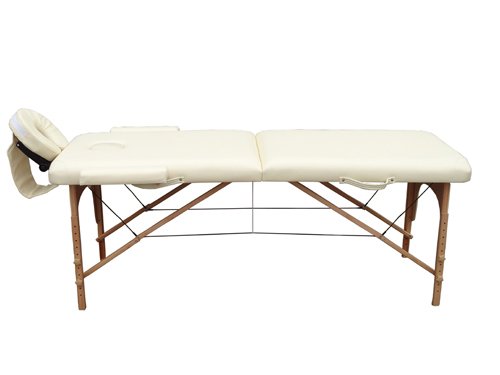 BELTOM Camilla de Masaje 2 Zonas portatil Mesa Cama Banco Plegable Reiki Fsioterapeuta - Crema