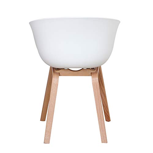 BenyLed Pack de 4 Sillas Comedor Nórdicas con Reposabrazos Diseño Moderno Salón Cocina, Silla Oficina con Patas de Madera (Blanco)