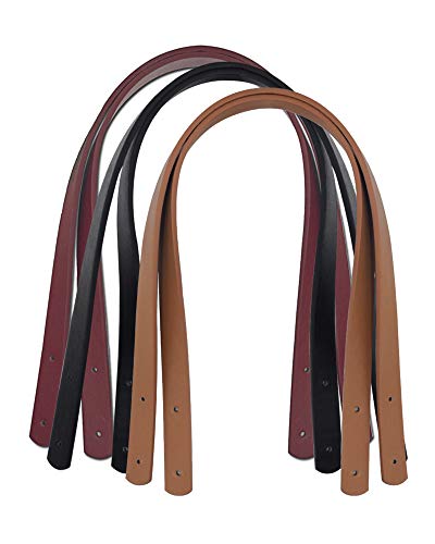 besbomig 2 Piezas Correa de PU de Repuesto Asa de Bolso de Mano Color Sólido 60cm Correa de Hombro con Remache Accesorios para Hacer Monedero Bolsos,Marrón