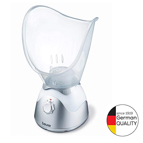 Beurer FS 50 Sauna facial para el cuidado de la piel, inhalación, limpieza de los poros, hidratación con terapia de aroma, incluye 2 accesorios y control de vapor ajustable