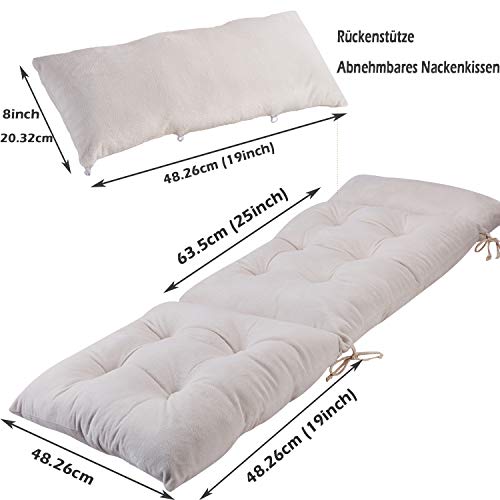 Big Hippo Cojín de respaldo alto suave con reposacabezas extraíble, cojín para silla de jardín, respaldo alto, para casa, silla de oficina, asiento de coche, jardín