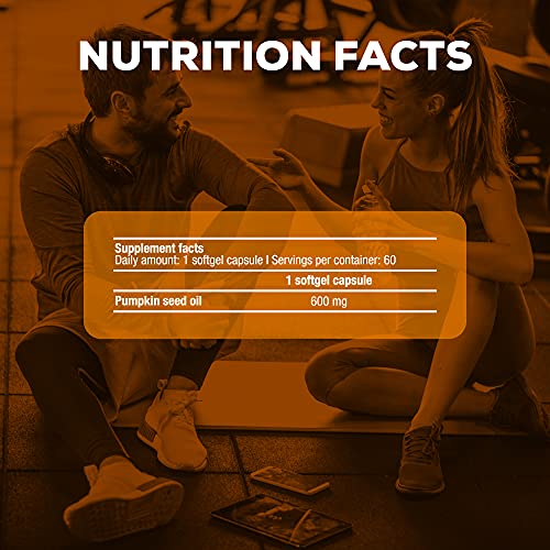 BioTechUSA Pumpkin Seed Oil, Suplemento dietético en cápsula de gelatina blanda que contiene aceite de semilla de calabaza, 60 cápsulas