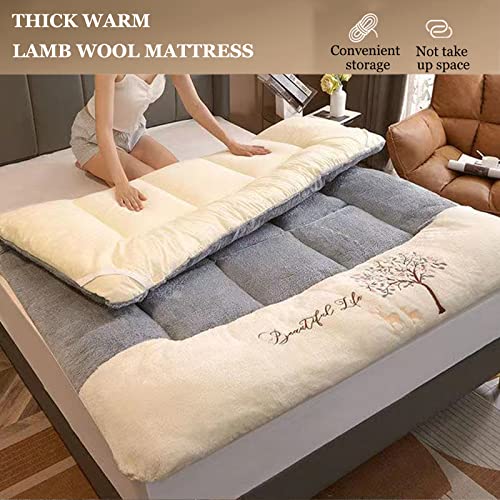BKWJ Colchón de Piso de futón de Pelusa Suave, colchón de Tatami Grueso de 3 Pulgadas, colchón Enrollable de tamaño Completo, tapete de Tatami Plegable para Dormir en casa,Gris,Twin