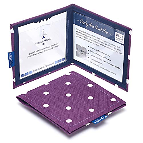 Blue Badge Company - Funda para Permiso de Aparcamiento en Zona de minusválidos (diseño de Lunares), Color Violeta