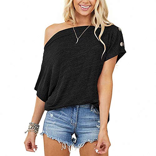 Blusas con Hombros Descubiertos para Mujer Blusas con Manga murciélago Jersey de Gran tamaño Informal Camiseta