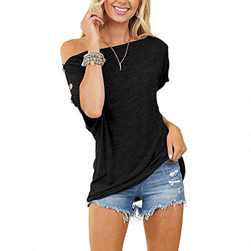 Blusas con Hombros Descubiertos para Mujer Blusas con Manga murciélago Jersey de Gran tamaño Informal Camiseta