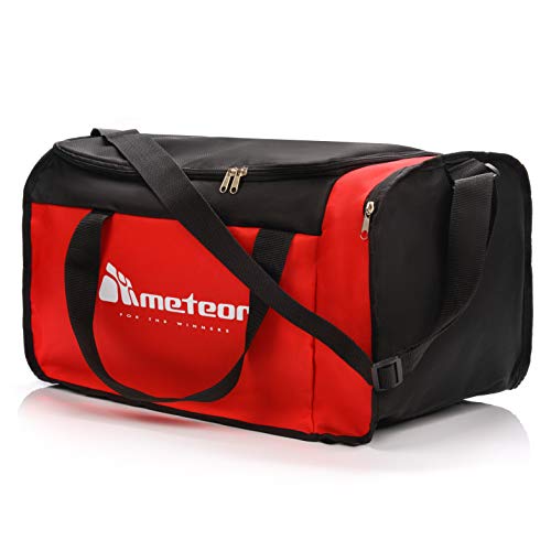 Bolsa de Deporte Gimnasio Fitness Viaje Vacaciones Deportiva - Bolso Universal con Bandolera - Bolsa plegada Ideal para jóvenes y Adultos, Hombre y Mujer 20L o 40L (Rojo/Negro, 20 L)