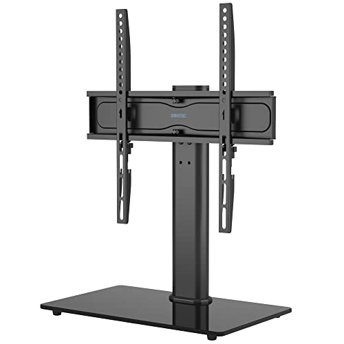 BONTEC Soporte TV Pie TV Peanas Giratorio Soporte Mesa TV de 26-55 Pulgadas LED/LCD/Plasma/Curva/Plana, Giratorio & Altura Ajustable Plano y Curvo de hasta 45 kg, máx. VESA 400x400 mm