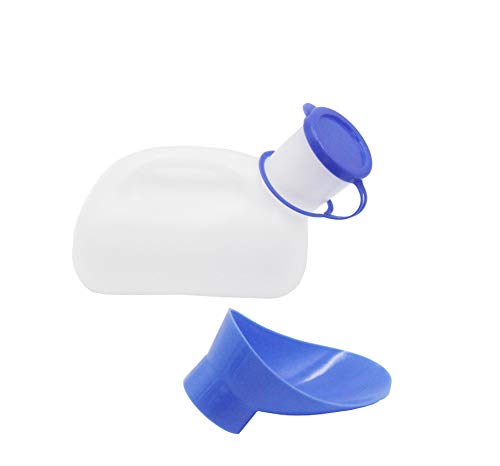 Botella para orinario unisex con tapa, 1000 ml, portátil, con escala de medición