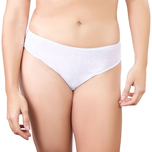 Bragas Desechables Súper Suave y Ligera de Algodón para Mujer (Lote de 5) - Ropa Interior de un Solo Uso para Maternidad Hospitales Viajes SPA Masajes (5) XX-Large Caderas 112-114 cm, Blanco
