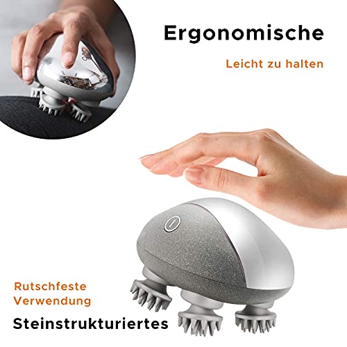 Breo Masajeador de Cabeza, Masaje Relajante de Cuero Cabelludo para Dolor de Cabeza, Mejora de Circulación Sanguínea con Calor, Recargable e Impermeable (Seco y Húmedo) - Scalp mini Pro