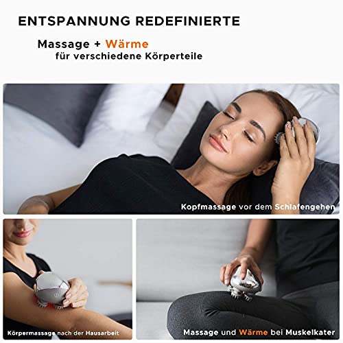Breo Masajeador de Cabeza, Masaje Relajante de Cuero Cabelludo para Dolor de Cabeza, Mejora de Circulación Sanguínea con Calor, Recargable e Impermeable (Seco y Húmedo) - Scalp mini Pro