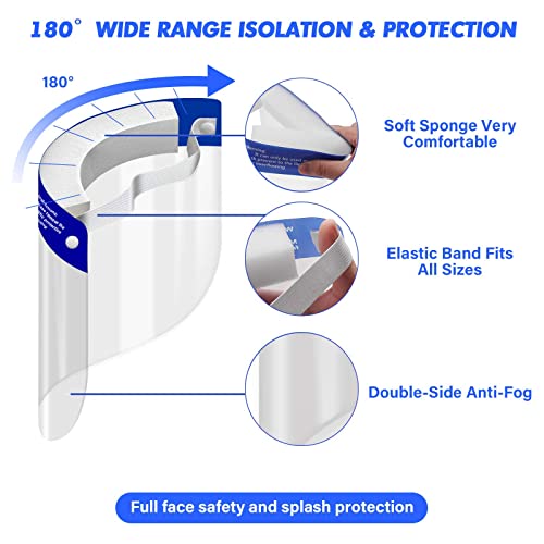 BRGOOD 10 Piezas Pantalla Protección Facial, Protectores Faciales de Seguridad, Ajustable, Transparente, para Gotas, Saliva, Polen y Polvo, para Niños y Adultos, Servicios Médicos, Cocina