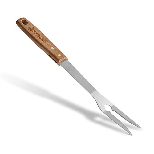 BURNHARD Set de 3 Cubiertos para Barbacoa de Acero Inoxidable y Madera de Acacia Utensilios Barbacoa Accesorios Set Kit Barbacoa
