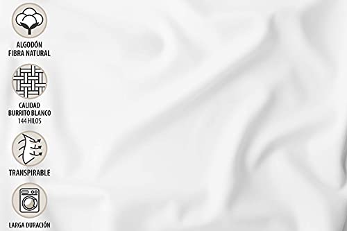 Burrito Blanco Sábanas de Hostelería | Sábana 135 | Juego de Sábanas | Ropa de Cama Algodón | Fácil Planchado | Color Blanco | Disponible en Más Medidas