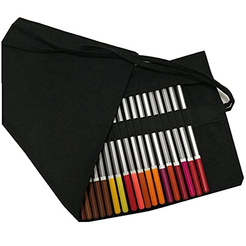 BWCGA La caja de lápiz de desplazamiento del rodillo Pluma Cortina Cortina lienzo 36/48/72 Agujeros Negro pluma de la caja caja de lápiz (Color : Black, Size : 36 Holes)