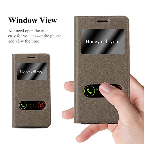 Cadorabo Funda Libro para Huawei P10 en MARRÓN Piedra - Cubierta Proteccíon con Cierre Magnético, Función de Suporte y 2 Ventanas- Etui Case Cover Carcasa