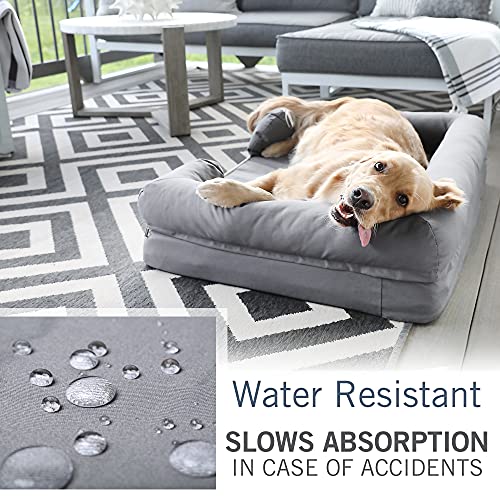Cama de espuma viscoelástica para perros medianos y grandes, Gris (Large Bed), 91 x 71 x 22 cm
