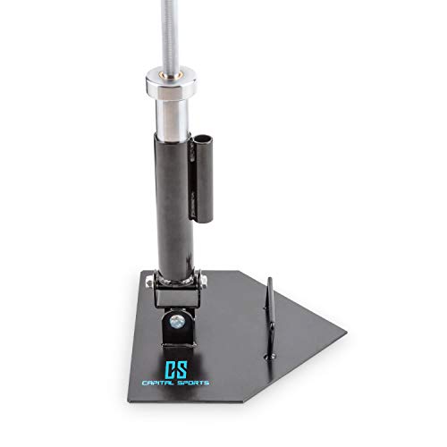 CAPITAL SPORTS Landmine - Soporte Barra musculacion, Extensión para Barra olímpica, Agarres para Manguitos de 50 y 25mm, Carga máx 200kg, Resistente corrosión y rayones, Entrenamiento en casa, Negro