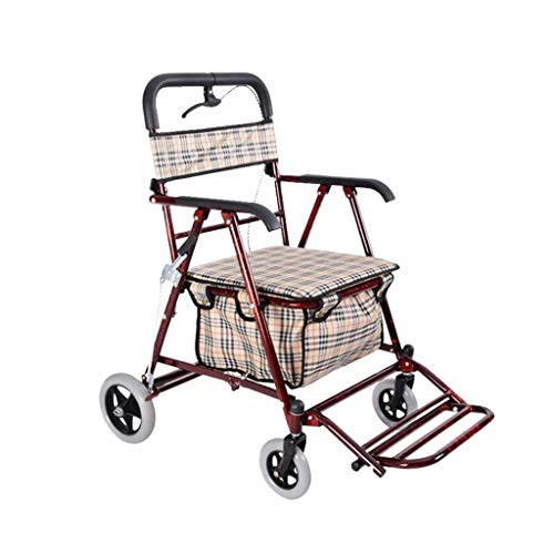 Carritos de la compra Carrito de la compra Scooter plegable viejo Hogar Cuatro ruedas Puede empujar Puede sentarse Carrito de la compra Carrito portátil para ancianos al aire libre Plegable Carros de