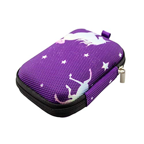 caseroxx Bolsa del medidor de glucosa en Sangre Adecuado para Freestyle Libre 1/2 / Insulinx / 14 Day en Patrón de Unicornio- Morado, diabético Almacenamiento Estuche Tapa