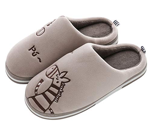 CELANDA Zapatillas de Casa para Mujer Hombre Cálido Zapatos de Estar Otoño Invierno Interior Casa Slippers Suave Algodón Zapatilla, B café,41/42 EU = 42/43 Talla Fabricante