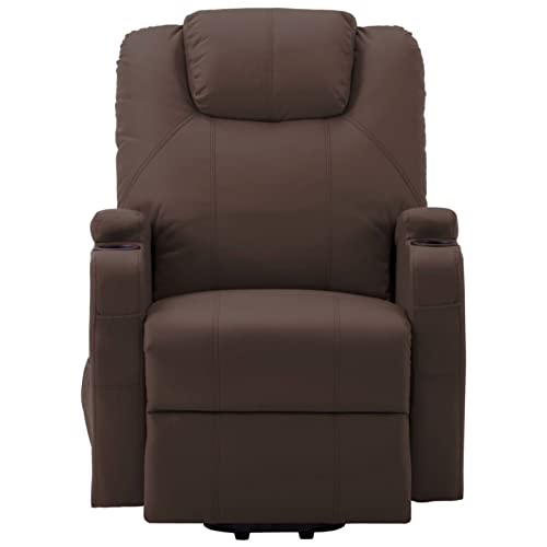 CGTOLOS Sillón de Masaje con Sistema de elevación Cuero sintético, Butaca Salón, Sillón Masaje Relax, Reclinación Eléctrica, Marrón