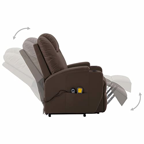 CGTOLOS Sillón de Masaje con Sistema de elevación Cuero sintético, Butaca Salón, Sillón Masaje Relax, Reclinación Eléctrica, Marrón