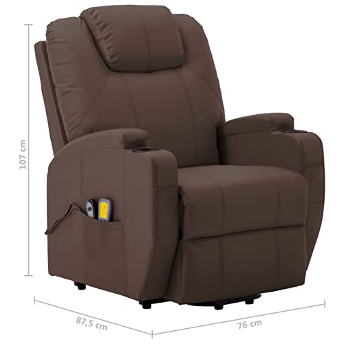 CGTOLOS Sillón de Masaje con Sistema de elevación Cuero sintético, Butaca Salón, Sillón Masaje Relax, Reclinación Eléctrica, Marrón