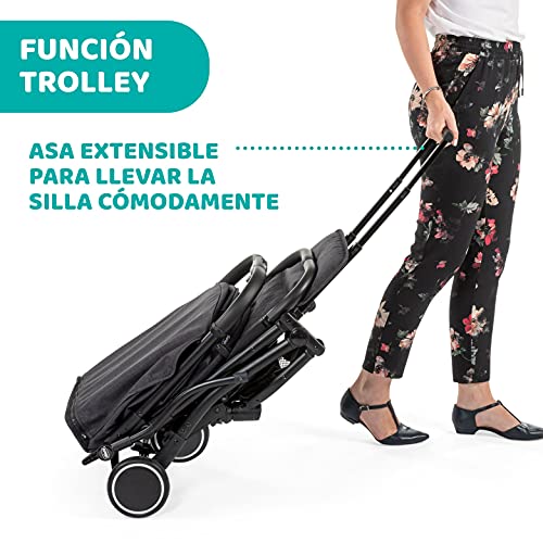 Chicco Trolley Me Silla de Paseo Ligera de 0 Meses hasta 15 kg, Buggy Reclinable y Plegable con Función de Trolley, Cierre Compacto, Cubierta para la Lluvia y Capota Plegable - Color Rosa