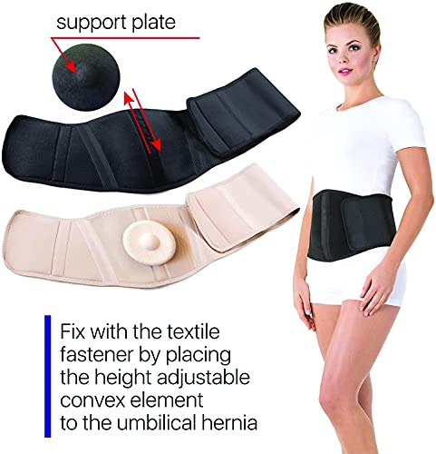 Cinturón ergonómico de hernia umbilical (nuevo modelo); faja de sujeción abdominal X-Small Negro