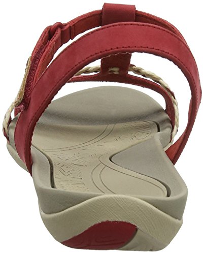Clarks Tealite Grace, Sandalias con Tira Vertical para Mujer, Rojo (Red Nubuck), 39 EU